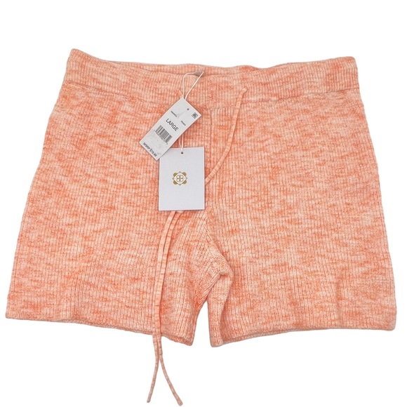 WAYF Ribbed Knit Drawstring Shorts Peach Size Large - Picture 2 of 12